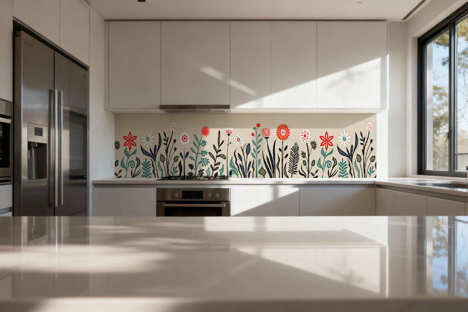 Küchenrückwand Modernes Blumenmuster