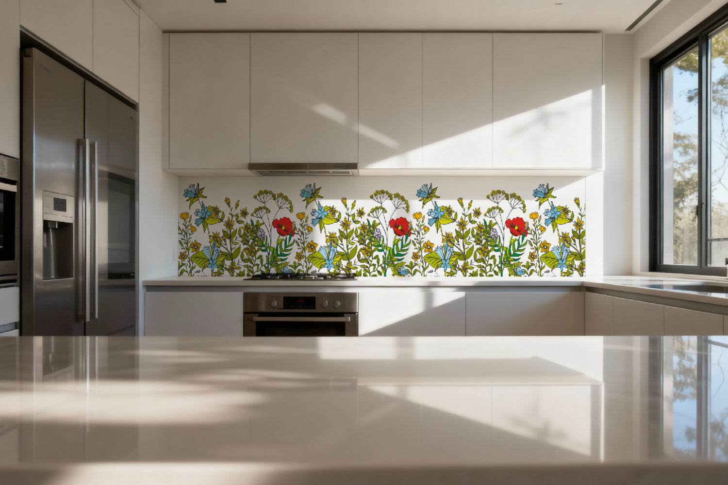 Küchenrückwand Illustratives Blumenmuster