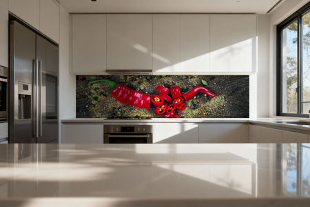 Küchenrückwand Chili und Gewürze