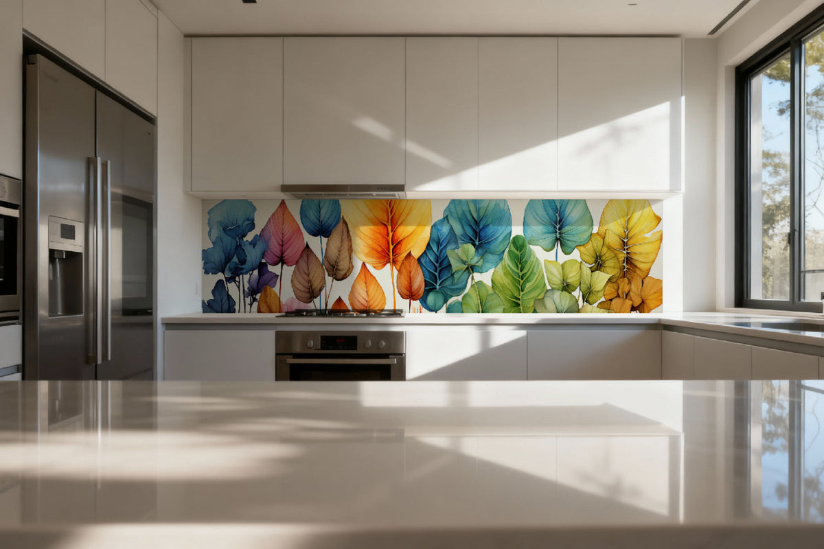Küchenrückwand Bunte Blätter Aquarell