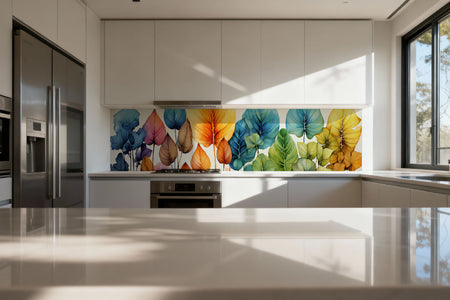 Küchenrückwand Bunte Blätter Aquarell