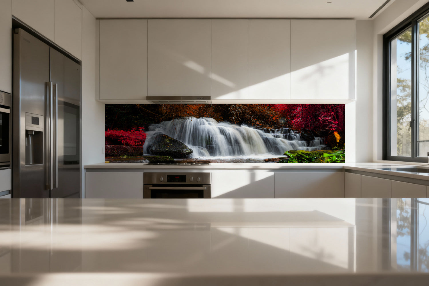 Küchenrückwand Wasserfall im Herbstwald