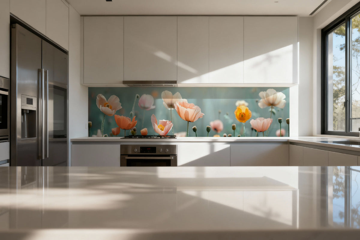 Küchenrückwand Pastell Mohnblumen