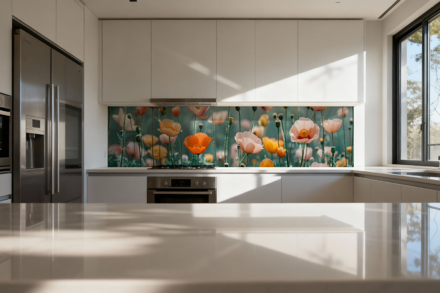 Küchenrückwand Mohnblumen Pastell