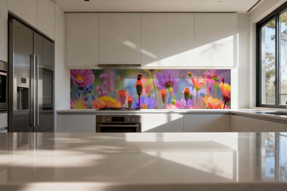 Küchenrückwand Bunte Blumenwiese