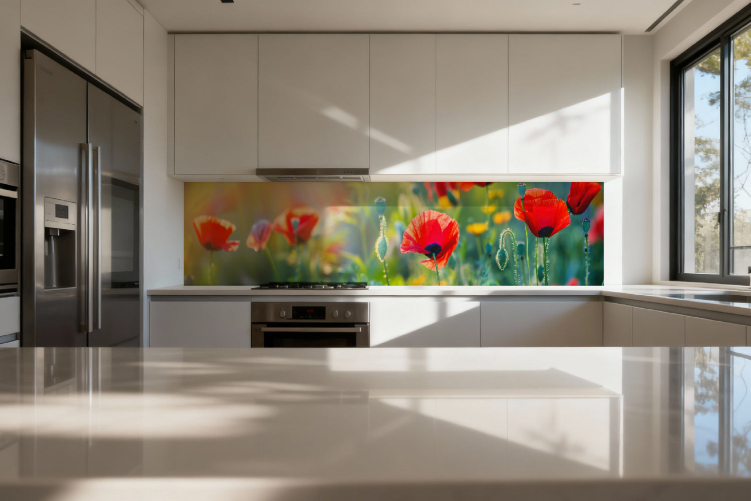 Küchenrückwand Mohnblumen im Sonnenlicht