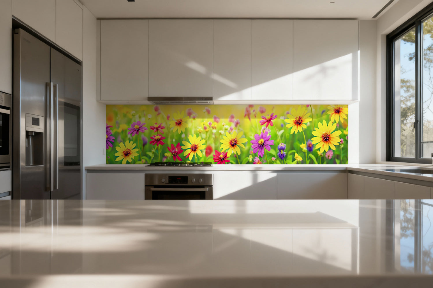 Küchenrückwand Bunte Blumenwiese