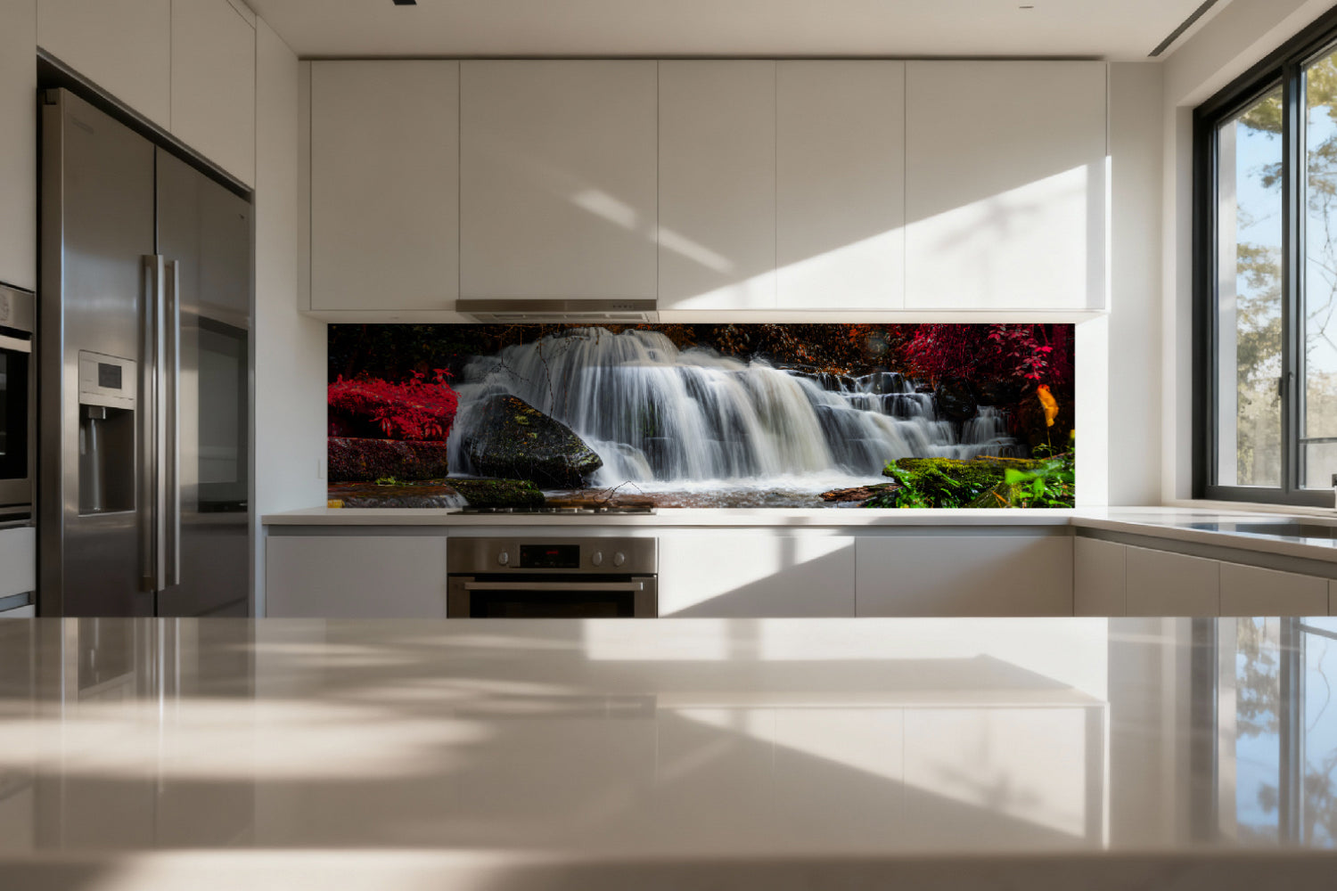 Küchenrückwand Wasserfall im Herbstwald