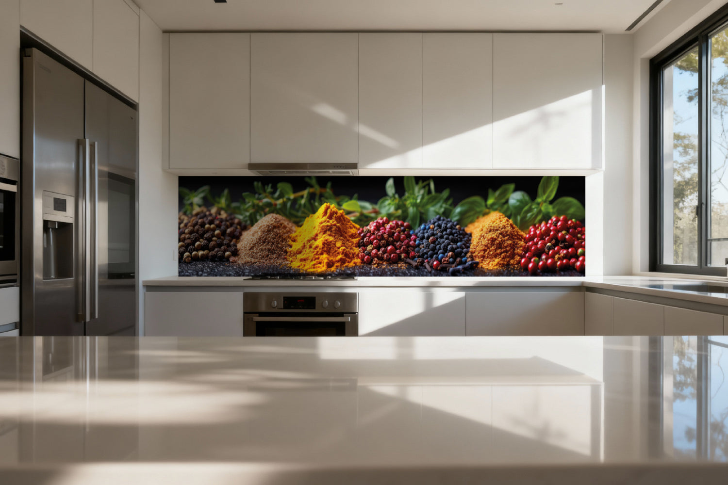 Küchenrückwand Bunte Gewürze und Kräuter