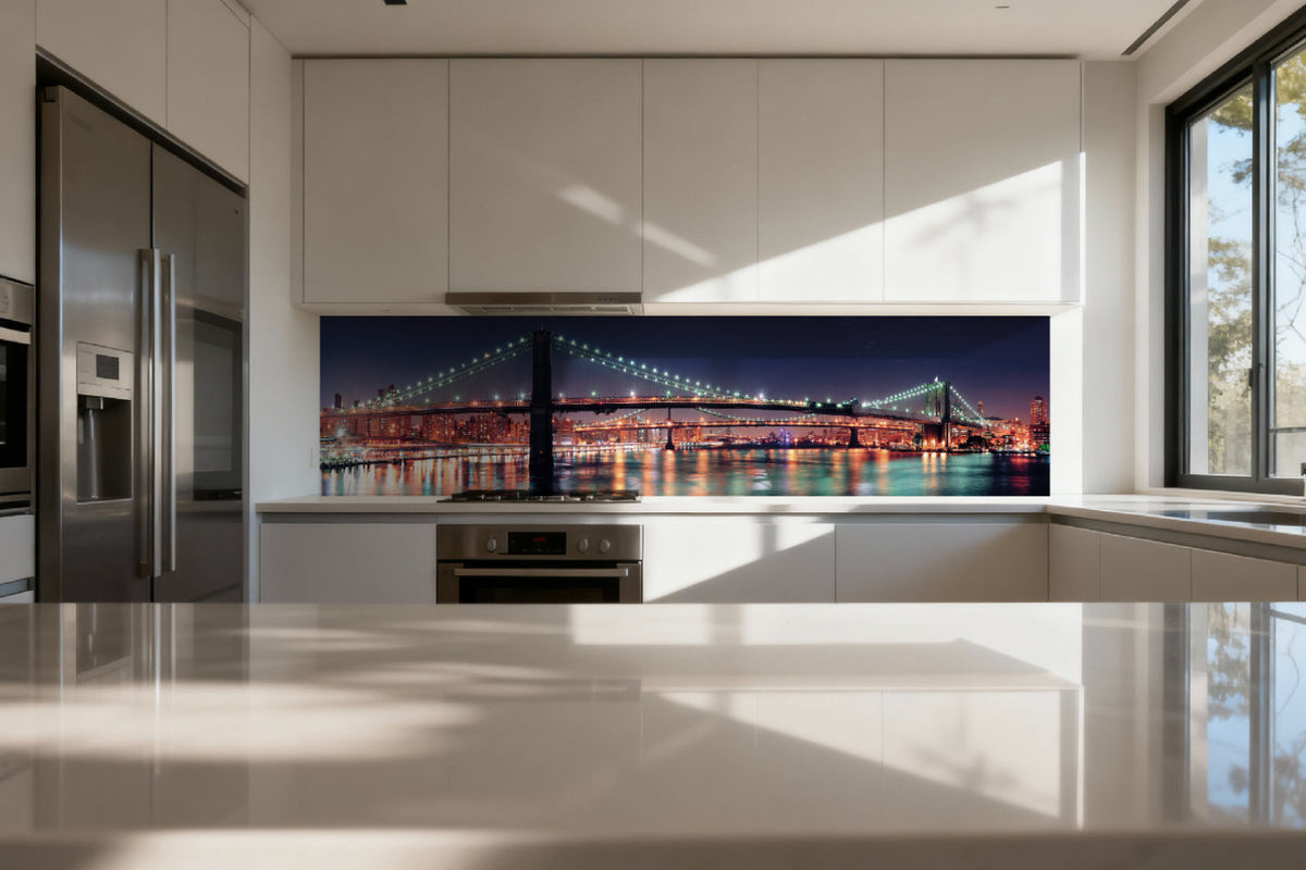 Küchenrückwand Brücke bei Nacht