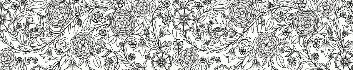 Küchenrückwand Blumenmuster Schwarzweiß