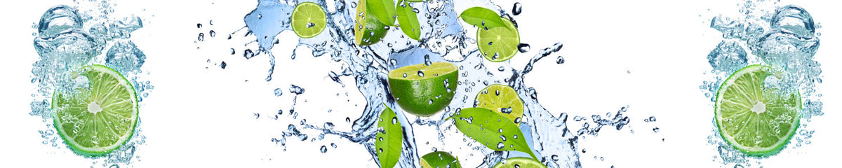 Küchenrückwand Limette und Wassertropfen