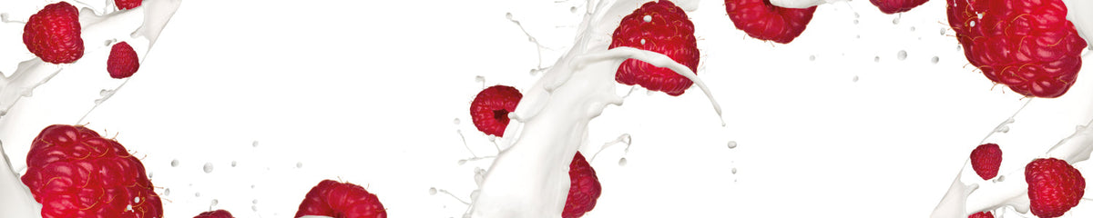 Küchenrückwand Himbeeren Milch Splash