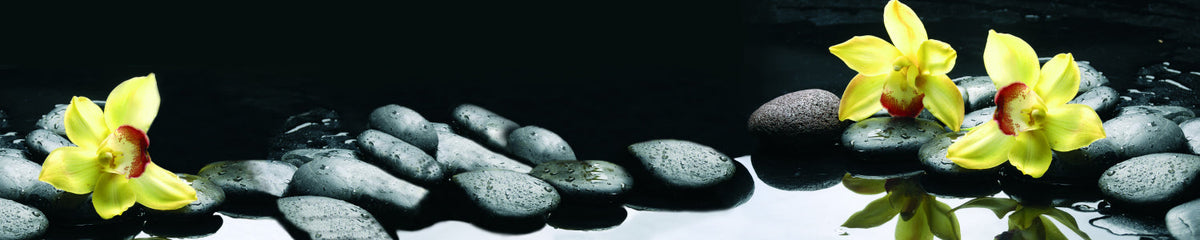 Küchenrückwand Orchideen & Spa-Steine