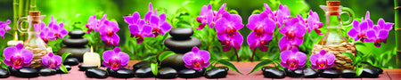 Küchenrückwand Wellnessmotiv – Orchideen, Steine & Kerzen