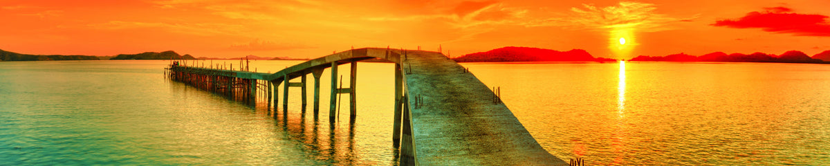 Küchenrückwand Sonnenuntergang am Steg