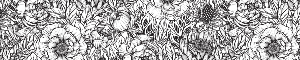 Küchenrückwand Blumen Schwarz Weiß