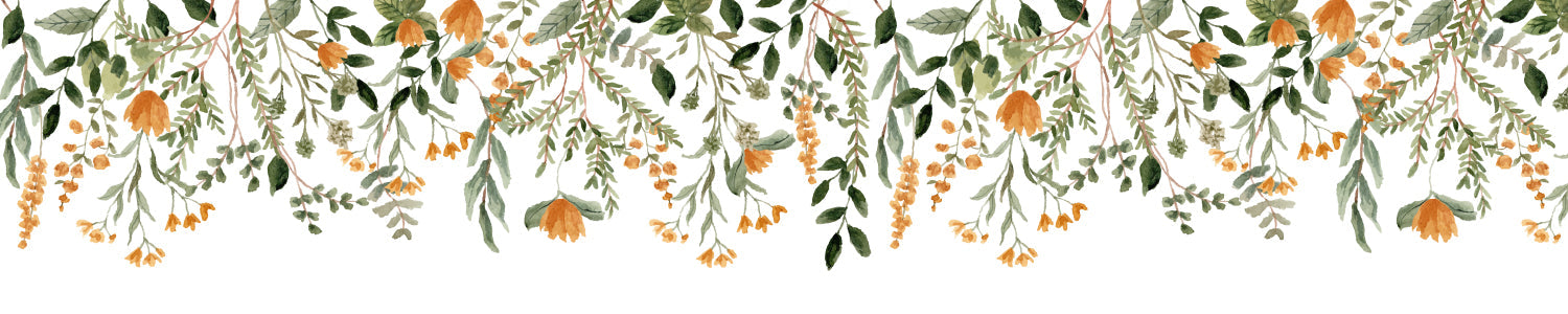 Küchenrückwand Blätter und Blüten Aquarellstil