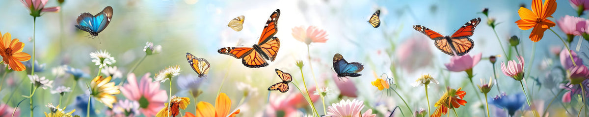 Küchenrückwand Schmetterlinge und Blumenwiese