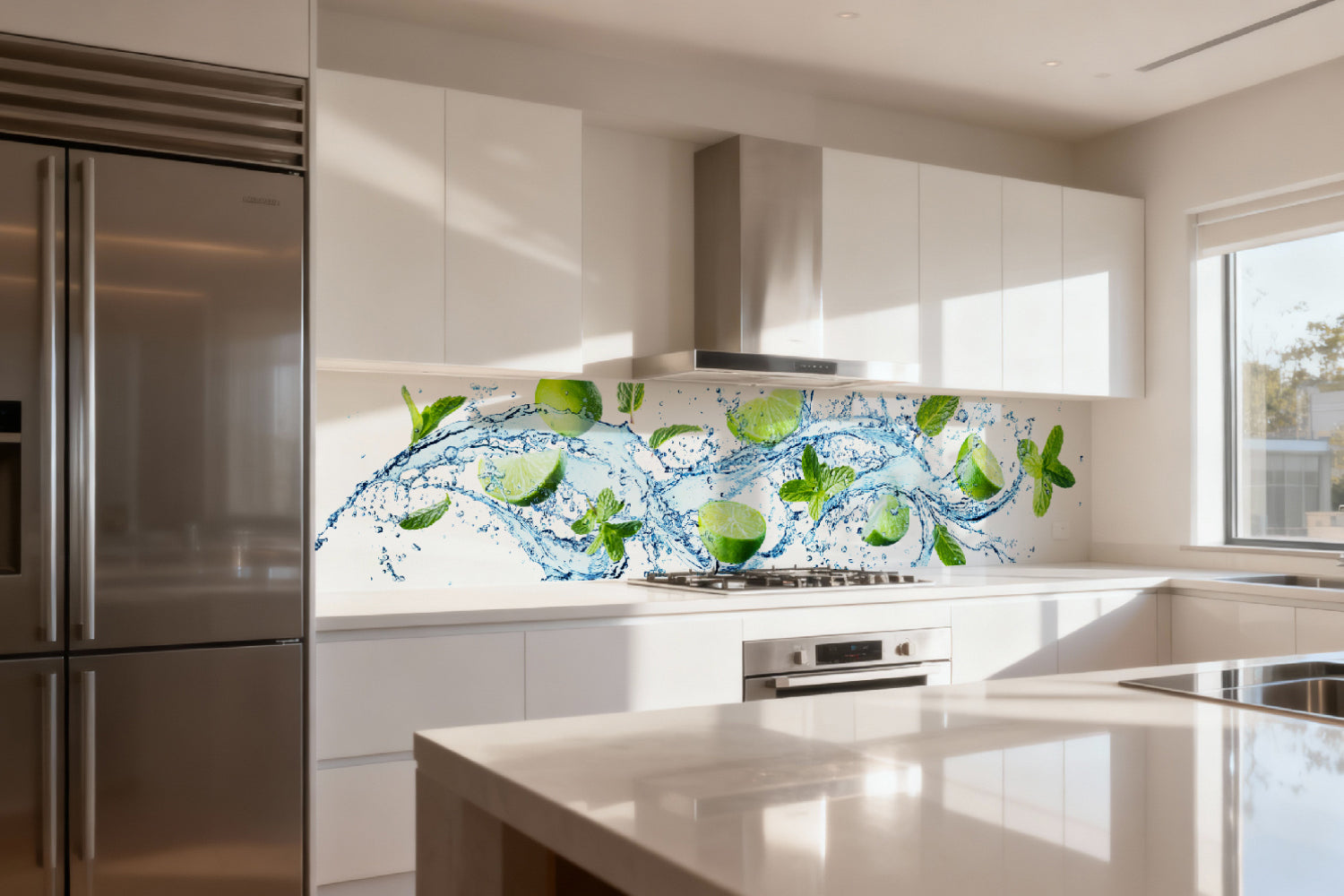 Küchenrückwand Wasser & Limetten