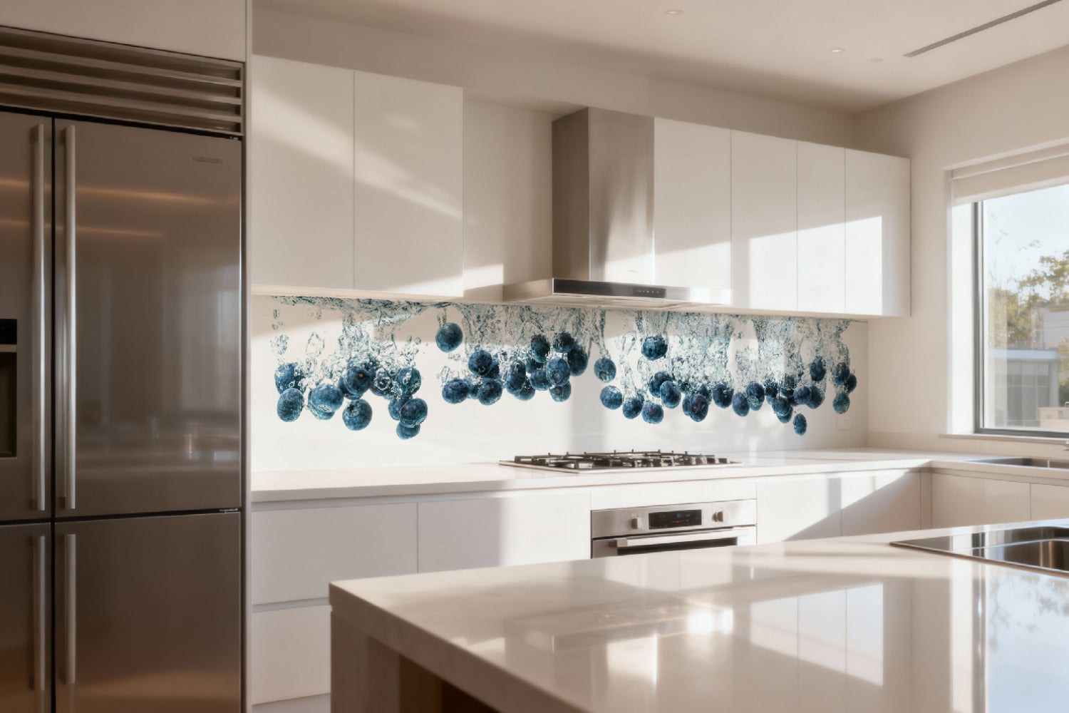 Küchenrückwand Blaubeeren im Wasser