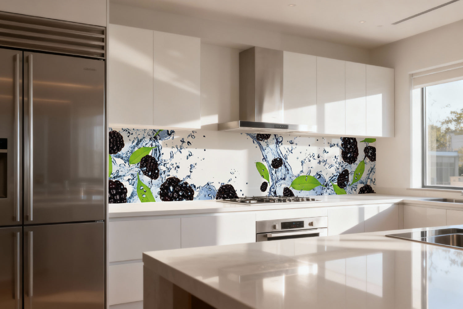 Küchenrückwand Brombeeren im Wasser