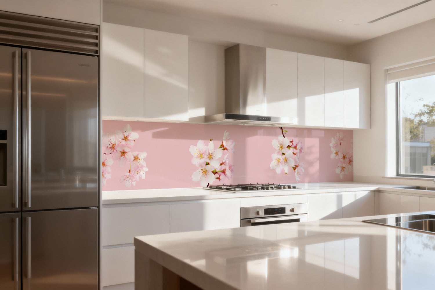 Küchenrückwand Kirschblüten Rosa