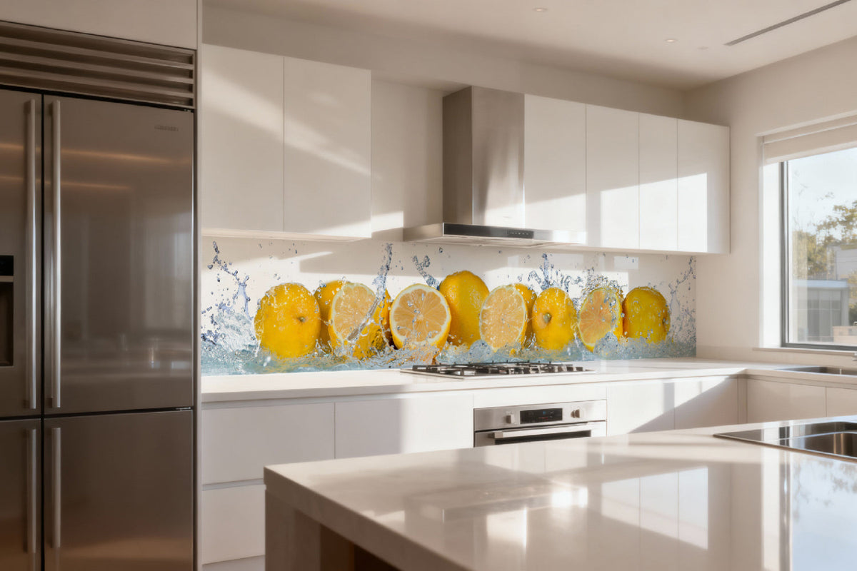 Küchenrückwand Zitronen Splash