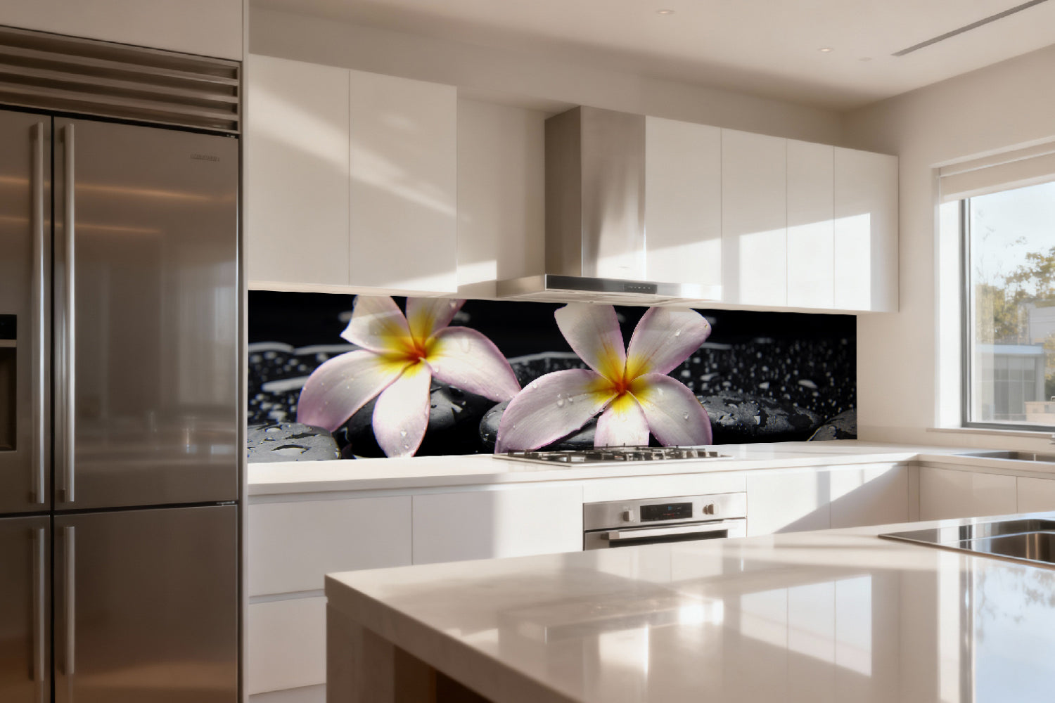 Küchenrückwand Spa Blüten Schwarz
