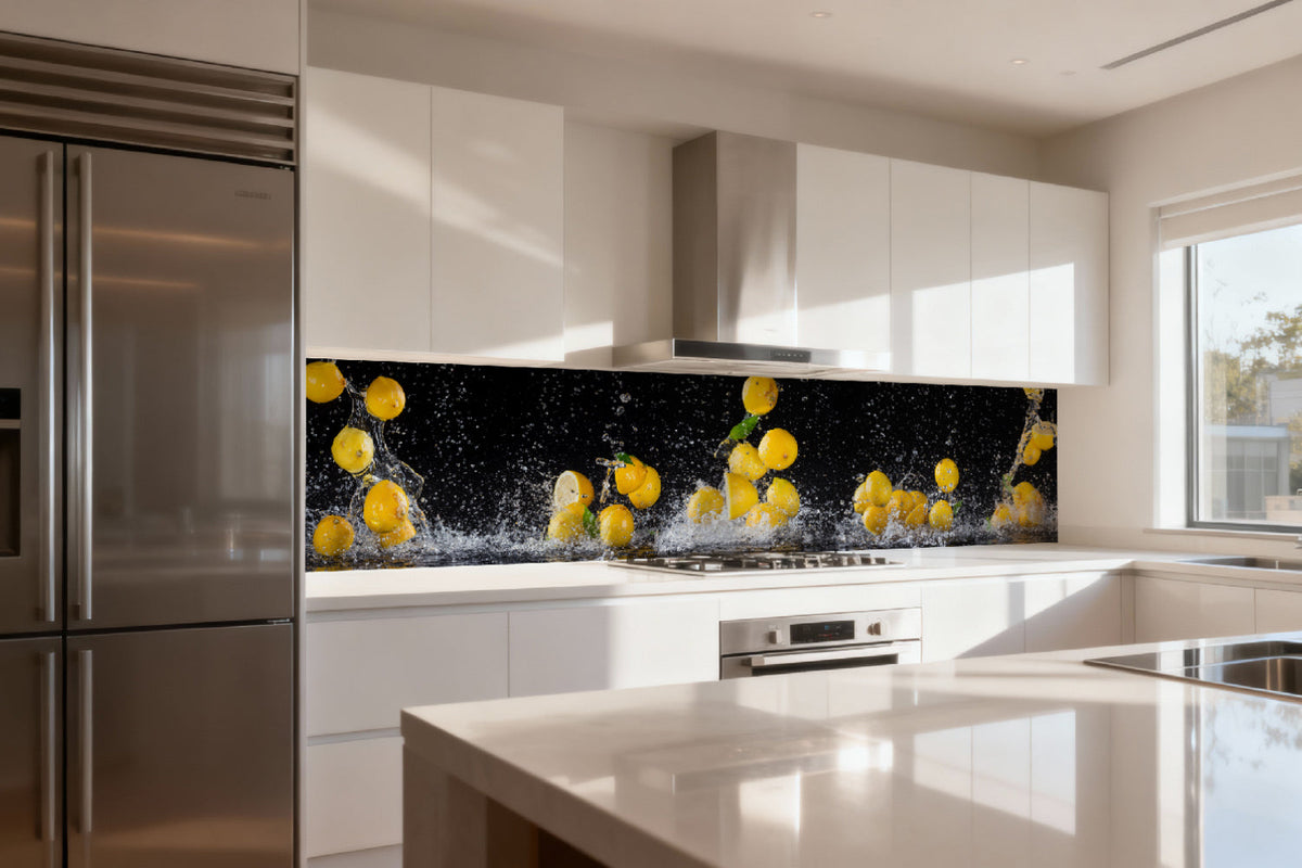 Küchenrückwand Zitronen Splash
