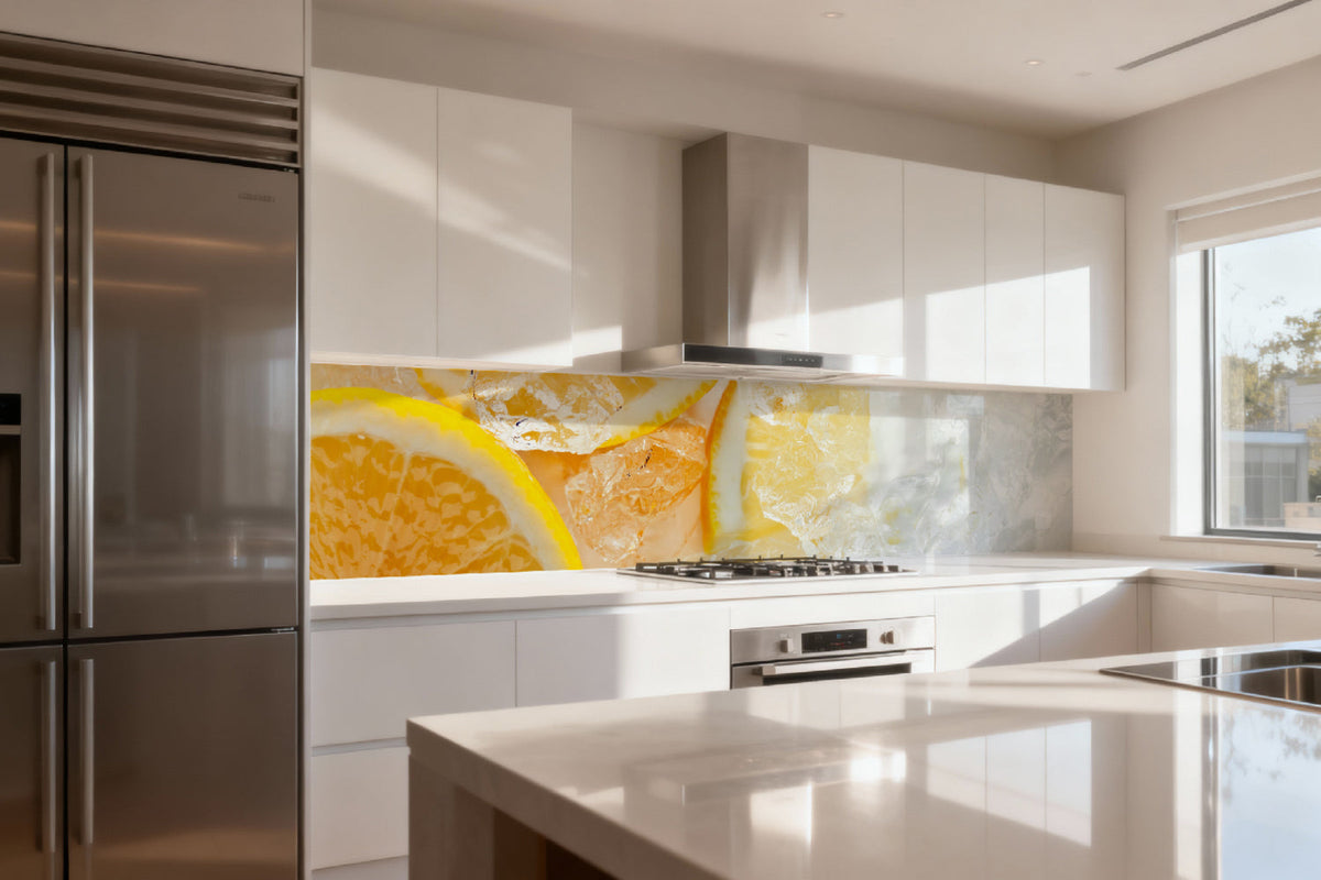 Küchenrückwand Eis und Zitrone