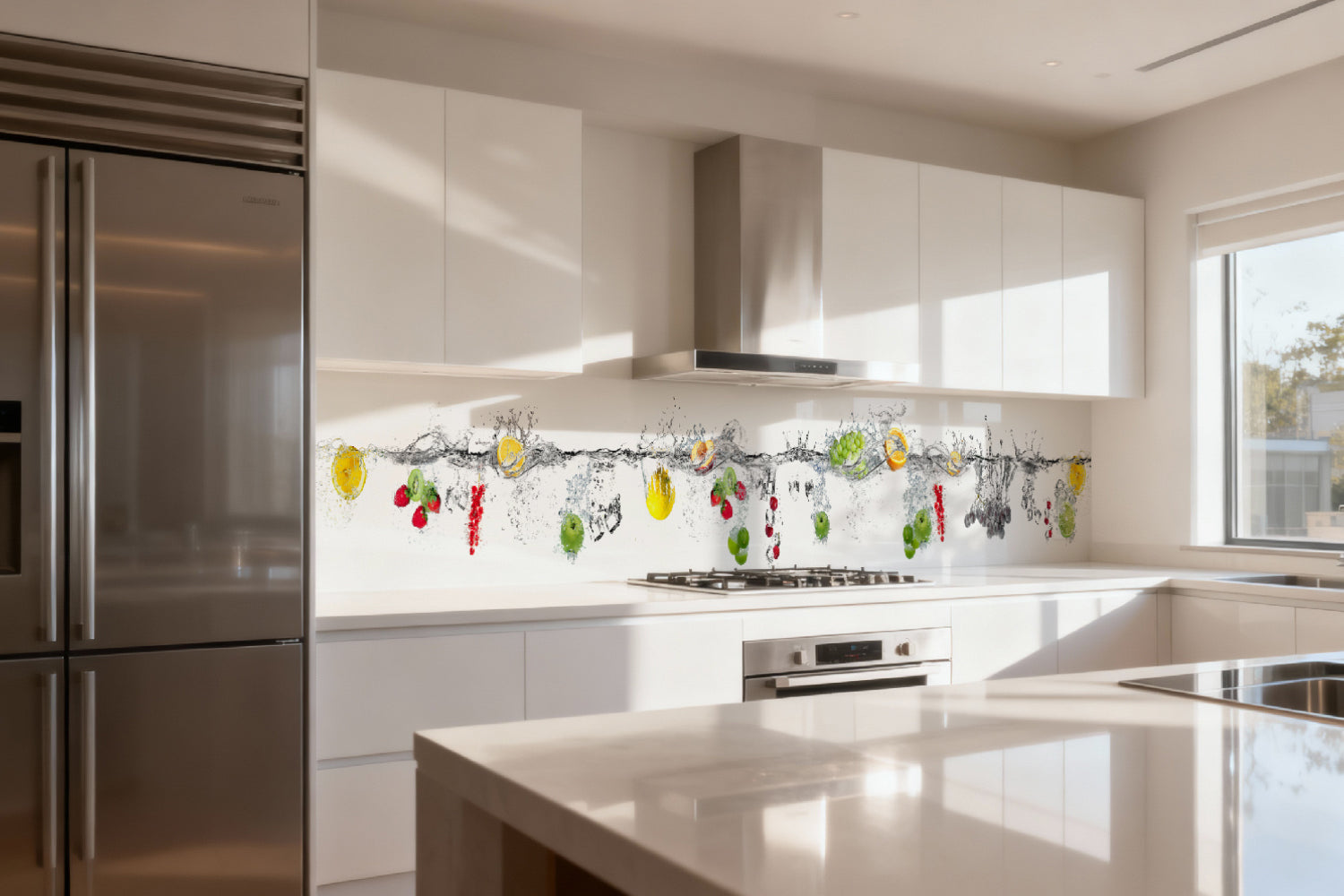 Küchenrückwand Bunte Früchte im Wasser