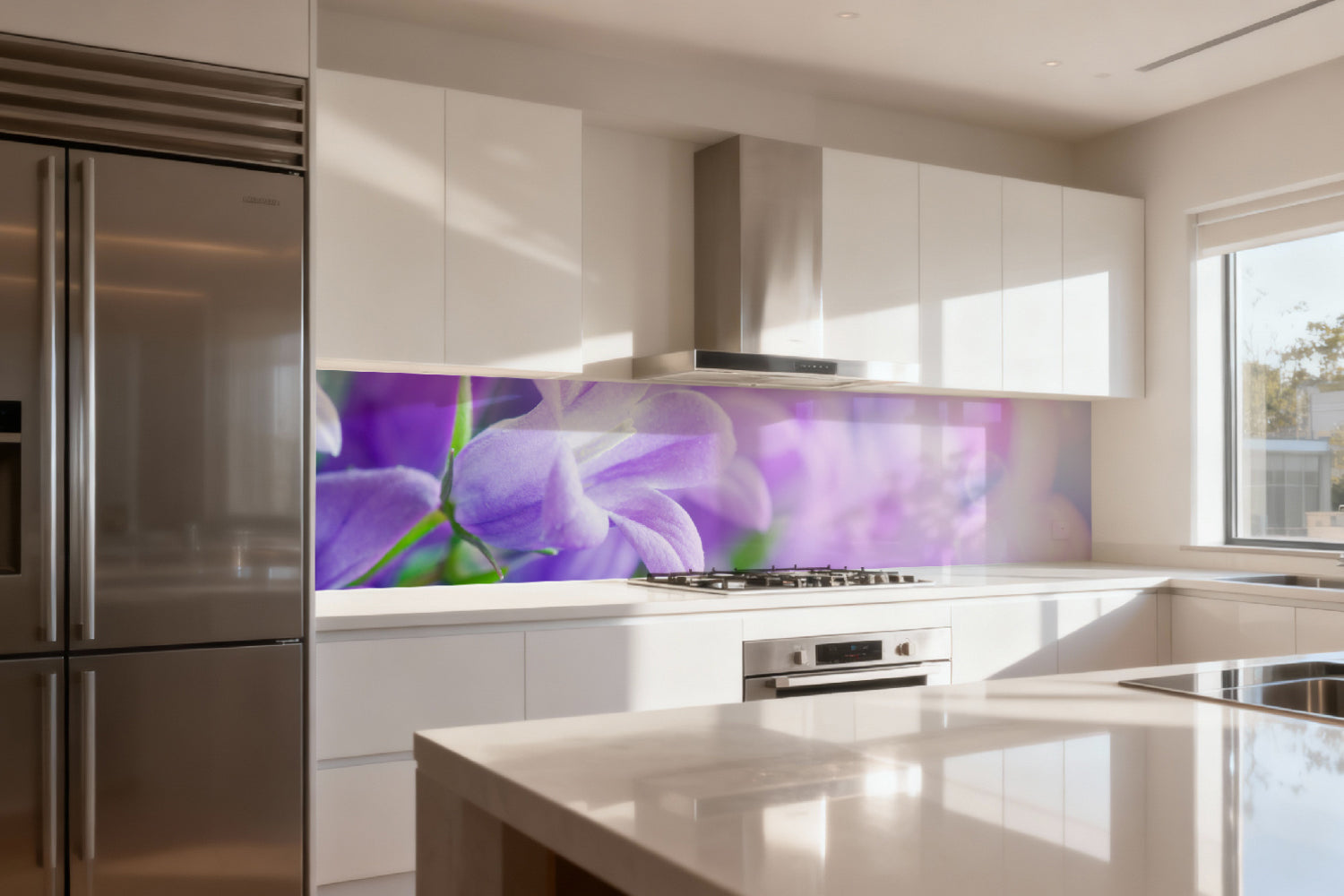 Küchenrückwand Frühlingsblüten Lila