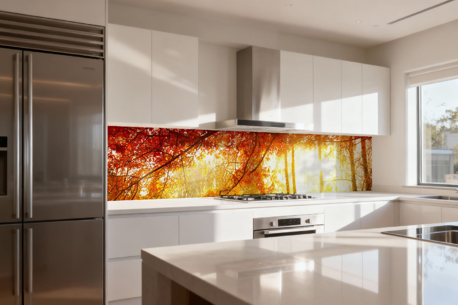 Küchenrückwand Herbstwald im Licht