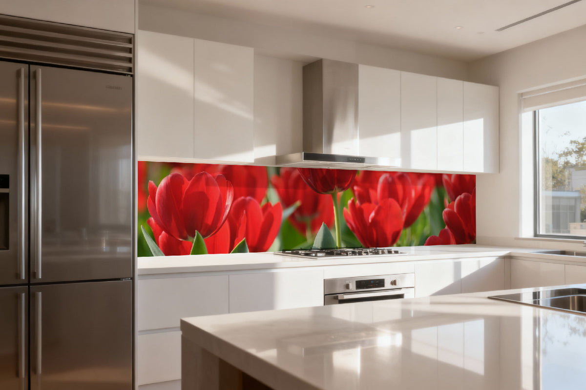 Küchenrückwand Rote Tulpen