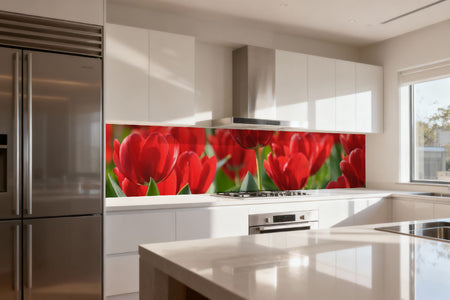 Küchenrückwand Rote Tulpen