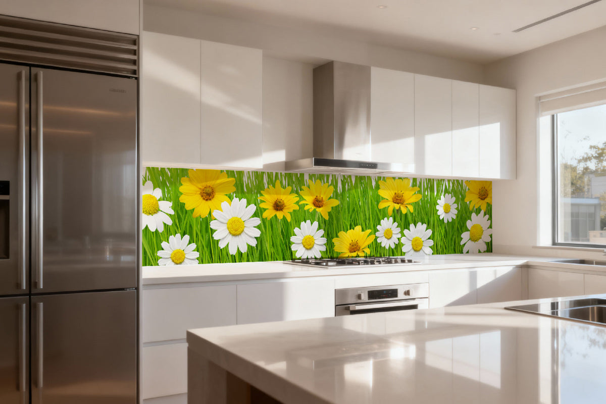 Küchenrückwand mit Blumenmotiv