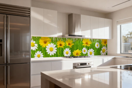 Küchenrückwand mit Blumenmotiv