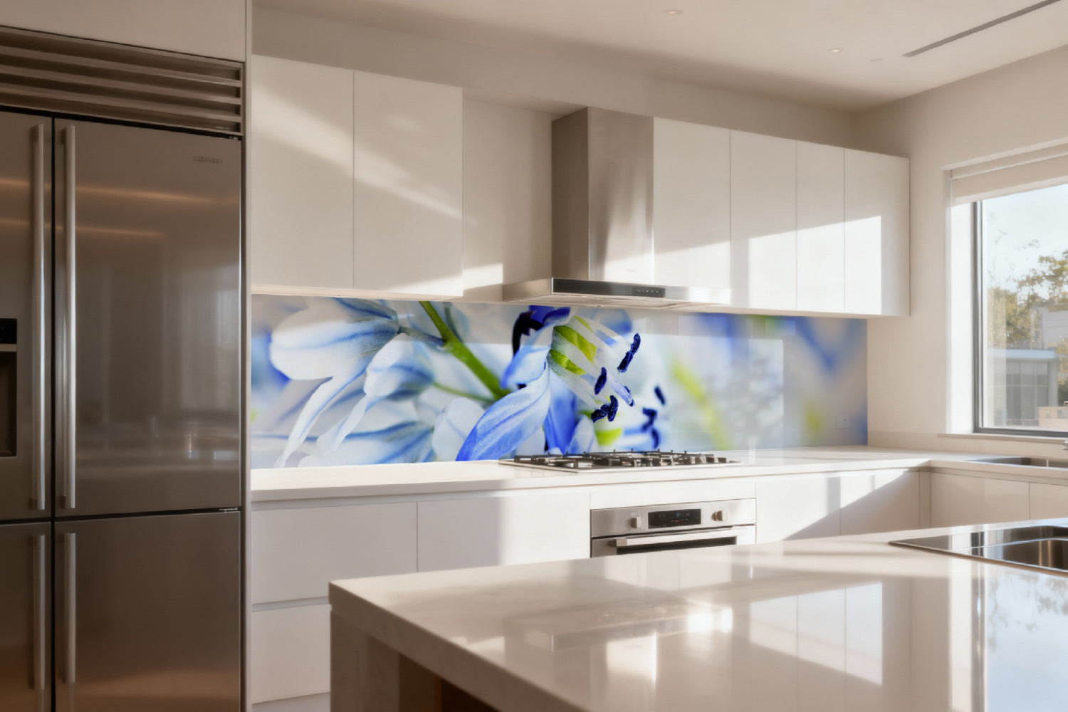 Küchenrückwand mit Blütenmotiv