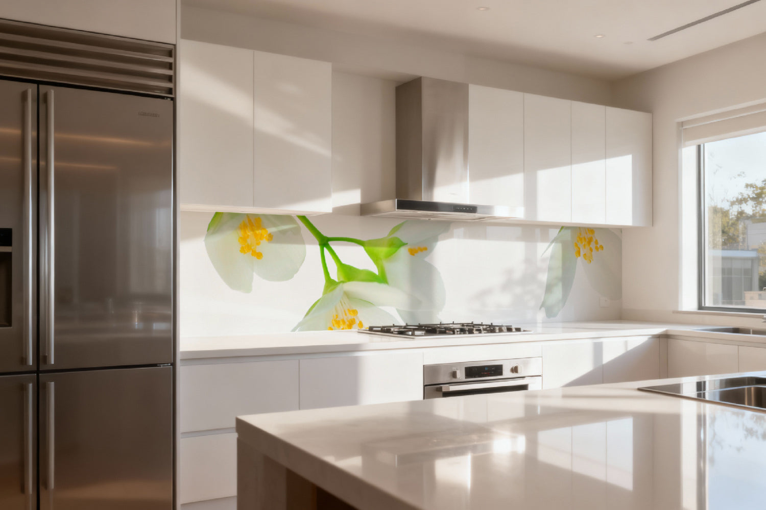 Küchenrückwand Weiße Blüten
