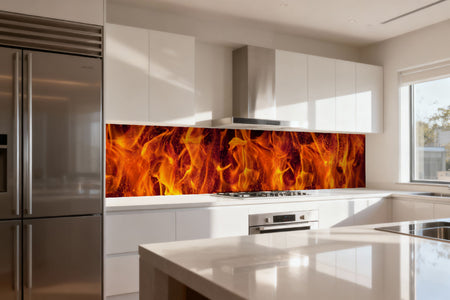 Küchenrückwand mit Feueroptik