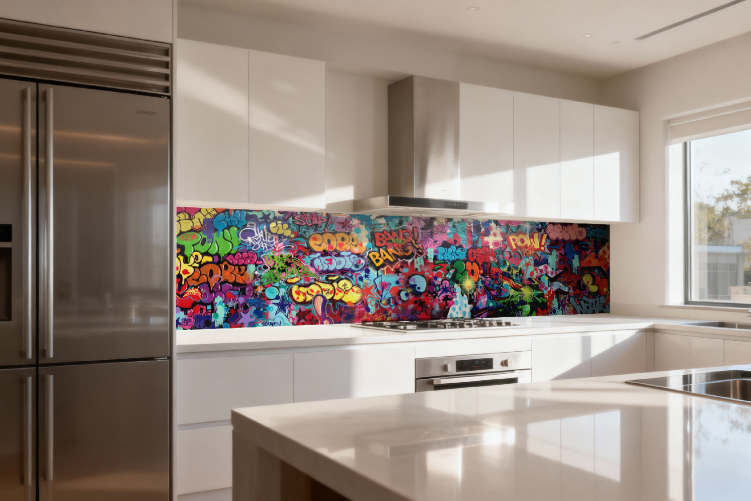 Küchenrückwand mit Graffiti