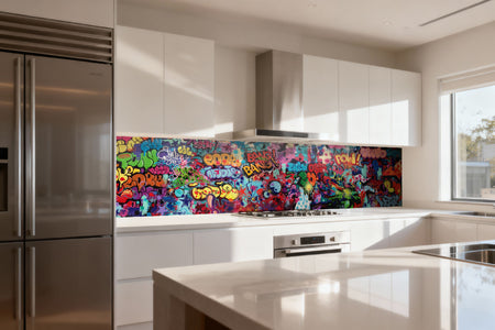Küchenrückwand mit Graffiti