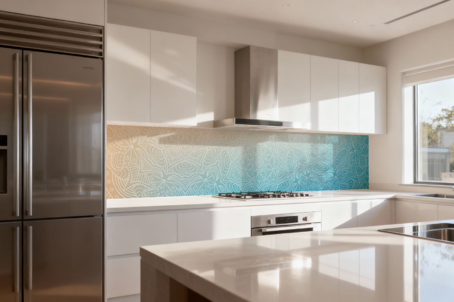 Küchenrückwand Mandala Blau