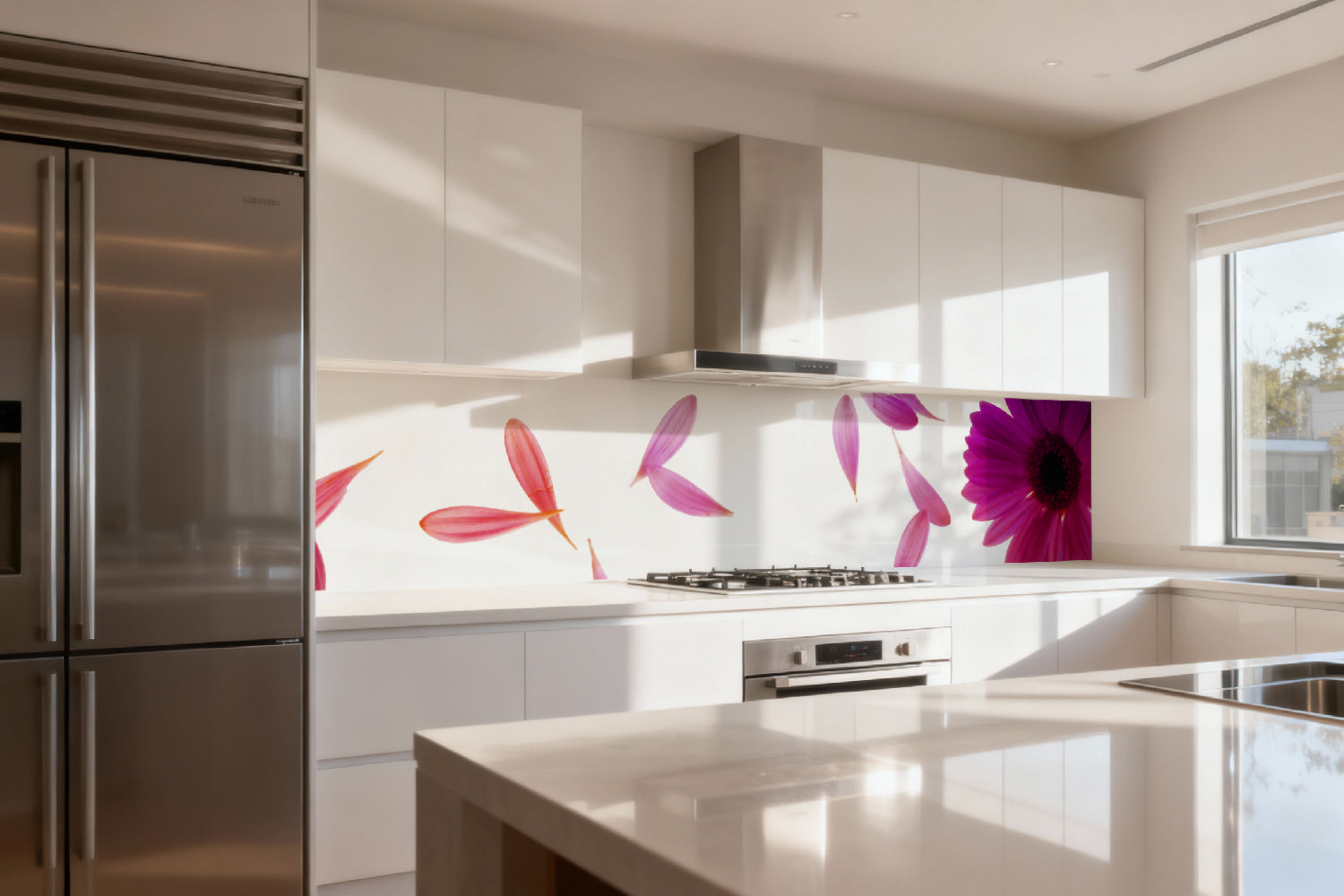Küchenrückwand mit Blüten