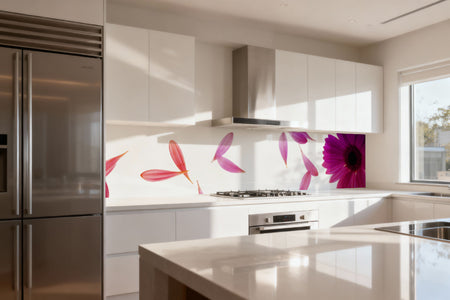 Küchenrückwand mit Blüten