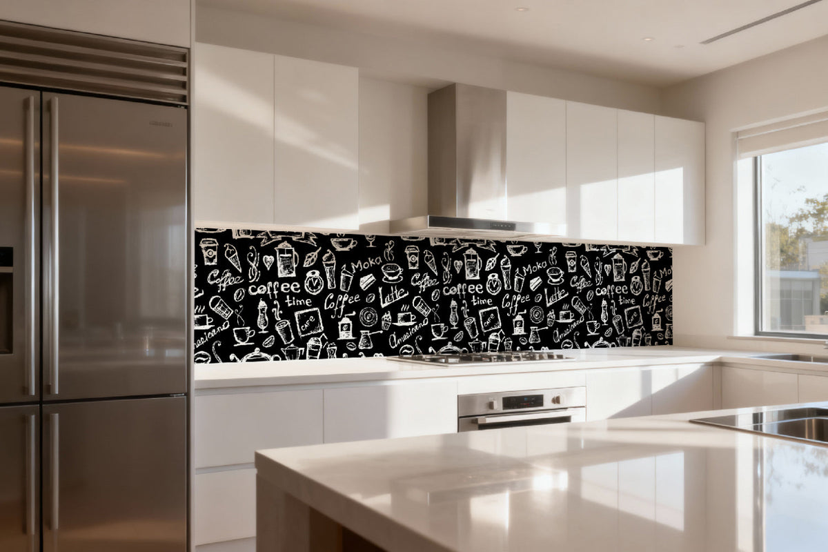 Küchenrückwand Kaffee-Design Schwarz