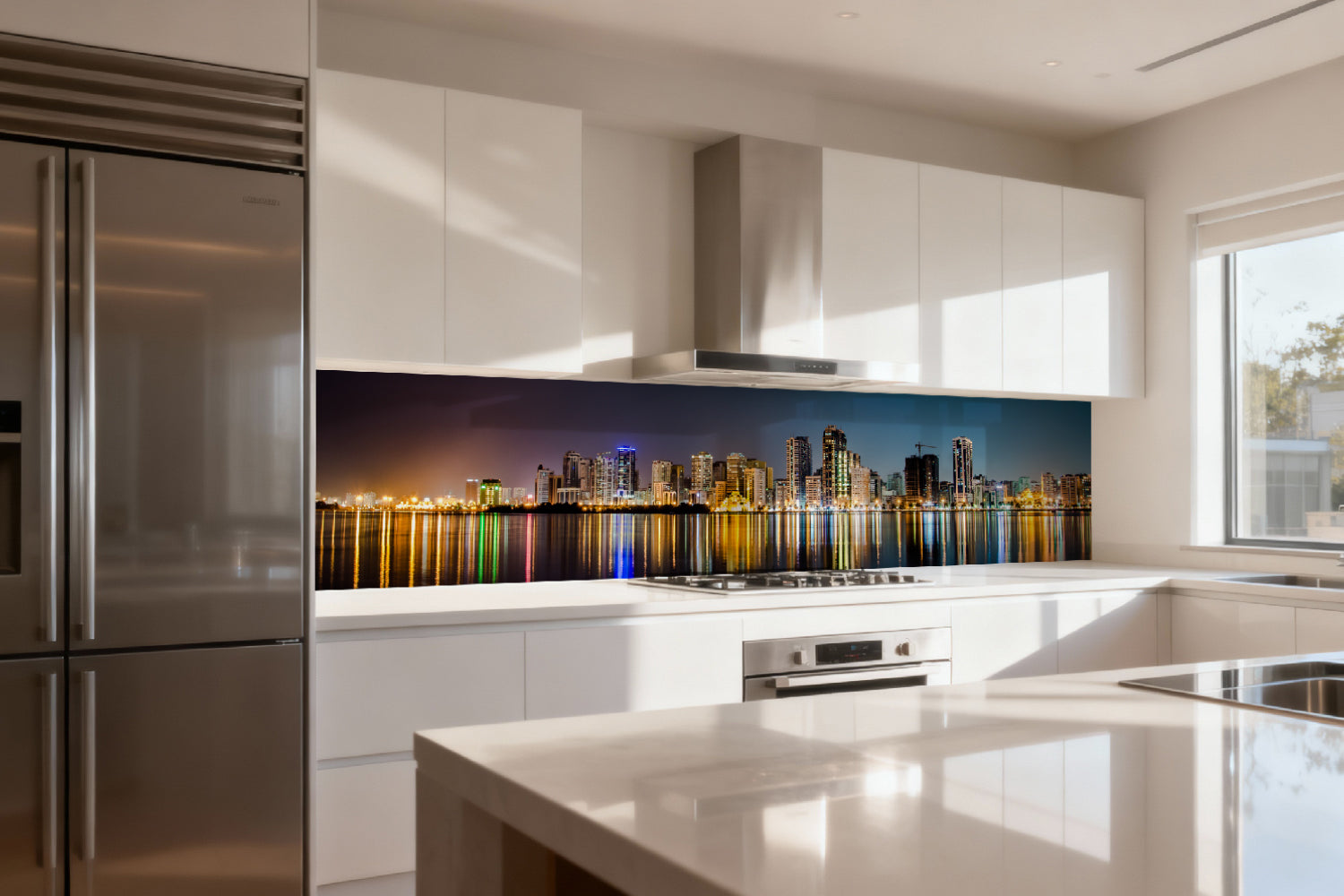 Küchenrückwand Skyline mit Lichtern