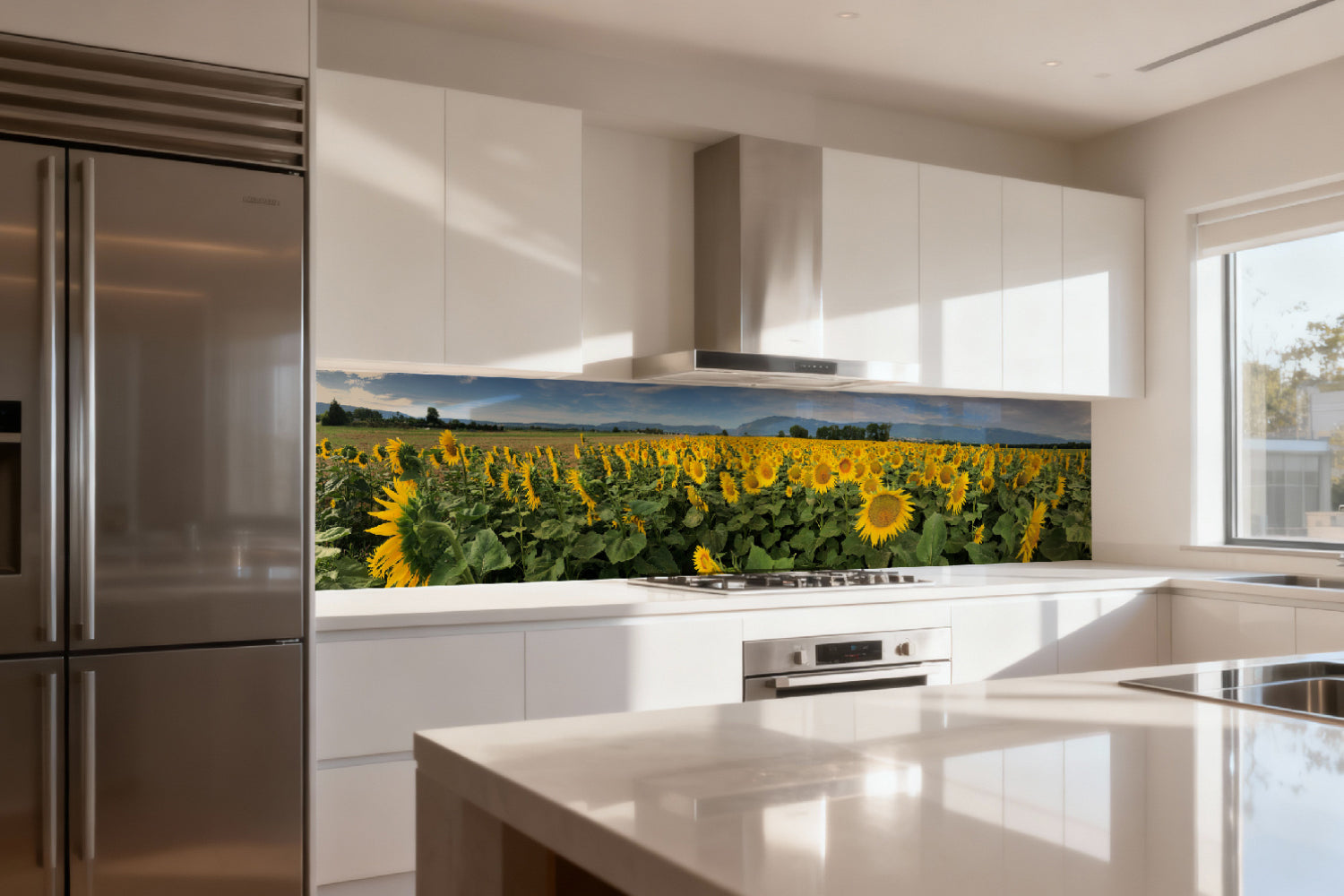 Küchenrückwand Sonnenblumenfeld Panorama