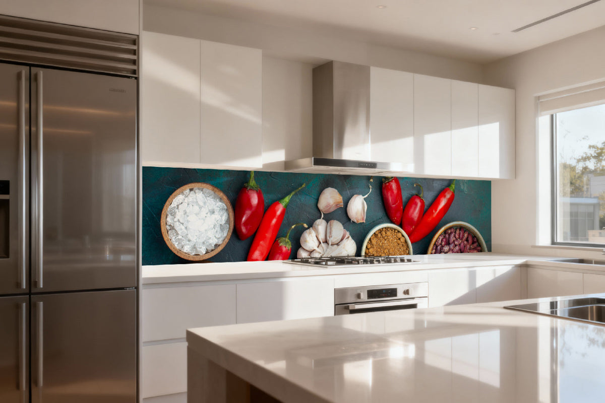 Küchenrückwand Chili & Knoblauch